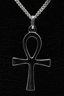 Zilveren ankh ketting hanger - middel