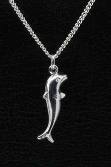 Zilveren Dolfijn ketting hanger - middel