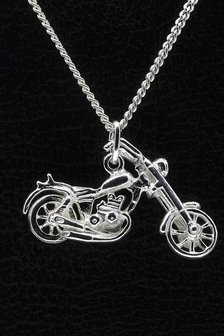 Zilveren Motor ketting hanger - easy rider