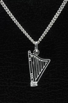 Zilveren Harp ketting hanger
