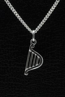 Zilveren Harp ketting hanger - 2