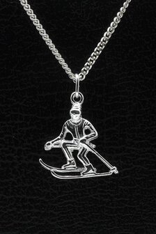 Zilveren Skier ketting hanger - 2