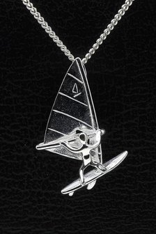 Zilveren Surfer ketting hanger - groot