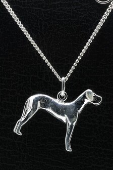 Zilveren Deense dog ketting hanger - groot