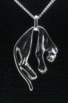 Zilveren Panter ketting hanger - groot