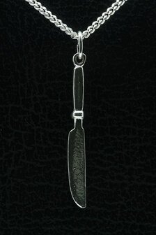 Zilveren Slagersmes ketting hanger