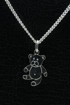 Zilveren Teddybeer ketting hanger