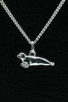 Zilveren Zeehond ketting hanger - 6