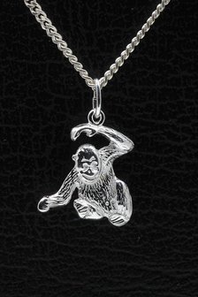 Zilveren aap ketting hanger