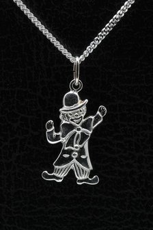 Zilveren Clown ketting hanger