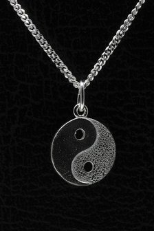 Zilveren Yin Yang ketting hanger - klein