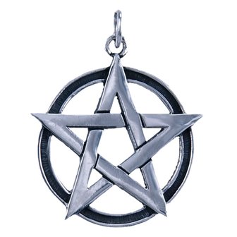 Zilveren Pentagram hanger - op cirkel 20mm