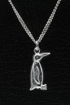 Zilveren Pinguin ketting hanger