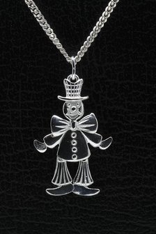 Zilveren Clown ketting hanger - bewegend