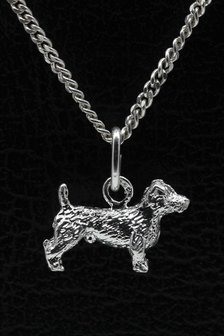 Zilveren Jack russel Terrier ruwhaar ketting hanger - klein