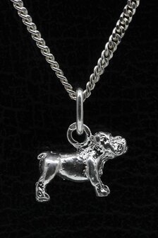 Zilveren Bulldog engelse ketting hanger - klein