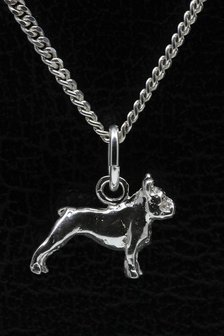 Zilveren Bulldog Franse ketting hanger - klein