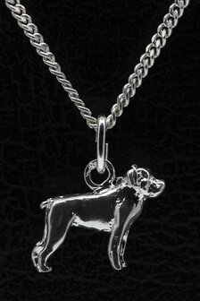 Zilveren Rottweiler ketting hanger - klein