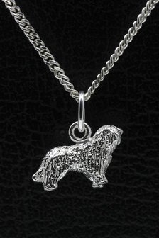 Zilveren Bearded collie ketting hanger -  klein