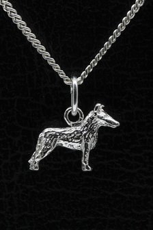 Zilveren Collie ketting hanger - korthaar - klein