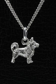 Zilveren Vastgotaspets - Zweedse valhund met staart ketting hanger - klein