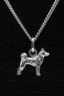 Zilveren Akita inu ketting hanger - klein