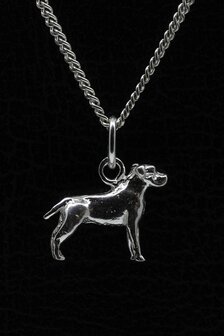 Zilveren Cane corso oren ongecoupeerd ketting hanger - klein