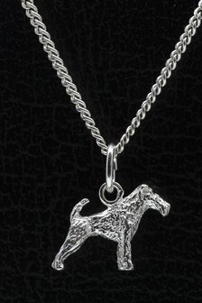 Zilveren Fox terrier draadhaar ketting hanger - klein