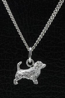 Zilveren Glen of imaal terrier met staart ketting hanger - klein