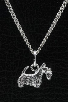 Zilveren Schotse terrier ketting hanger - klein