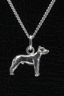 Zilveren Argentijnse dog oren gecoupeerd ketting hanger - klein