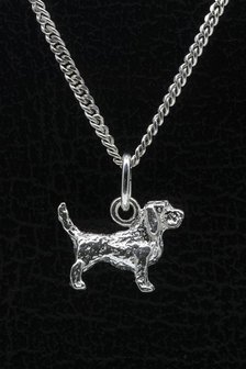 Zilveren Basset griffon vendeen petit ketting hanger - klein