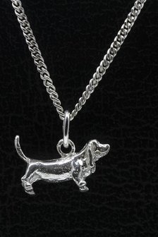 Zilveren Basset hound ketting hanger - klein