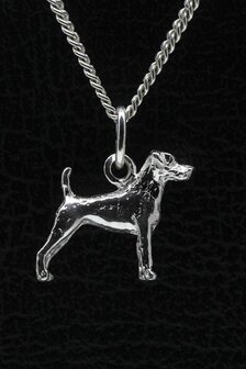 Zilveren Jack russell terrier parson gladhaar ketting hanger - klein