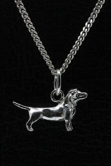 Zilveren Basset artesien normand ketting hanger - klein