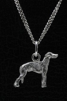 Zilveren Galgo espagnol ketting hanger - klein