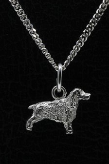 Zilveren Welsh springer spaniel ketting hanger - klein