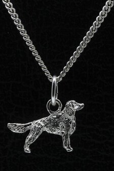 Zilveren Welsh springer spaniel met staart ketting hanger - klein