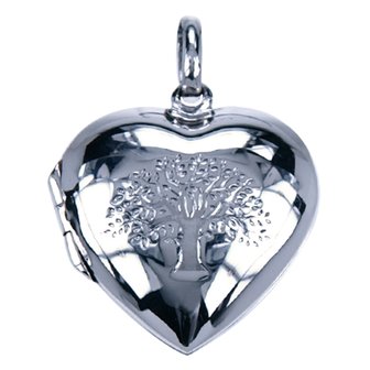 Zilveren Medaillon hart levensboom ketting hanger - 2 foto&#039;s