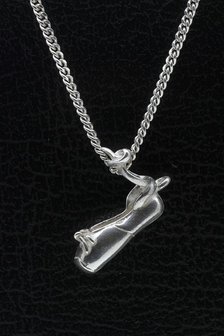 Zilveren Balletschoen enkelstrik 2 ketting hanger