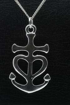 Zilveren Hoop, geloof en liefde ketting hanger - massief XL