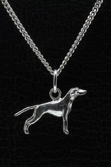 Zilveren Weimaraner korthaar met staart ketting hanger - klein