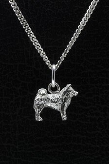 Zilveren Duitse keeshond 2 ketting hanger - klein