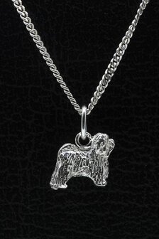 Zilveren Tibetaanse terrier ketting hanger - klein