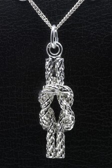 Zilveren Touwknoop massief ketting hanger - XL