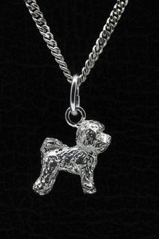 Zilveren Bichon frise ketting hanger - klein