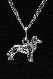 Zilveren Border collie ketting hanger - klein