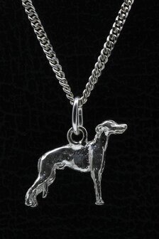 Zilveren Whippet ketting hanger - klein