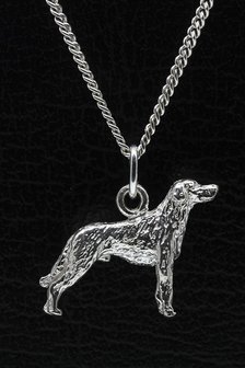 Zilveren Beauceron ketting hanger - oren ongecoupeerd - groot