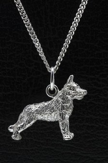 Zilveren Picardische herder ketting hanger - groot